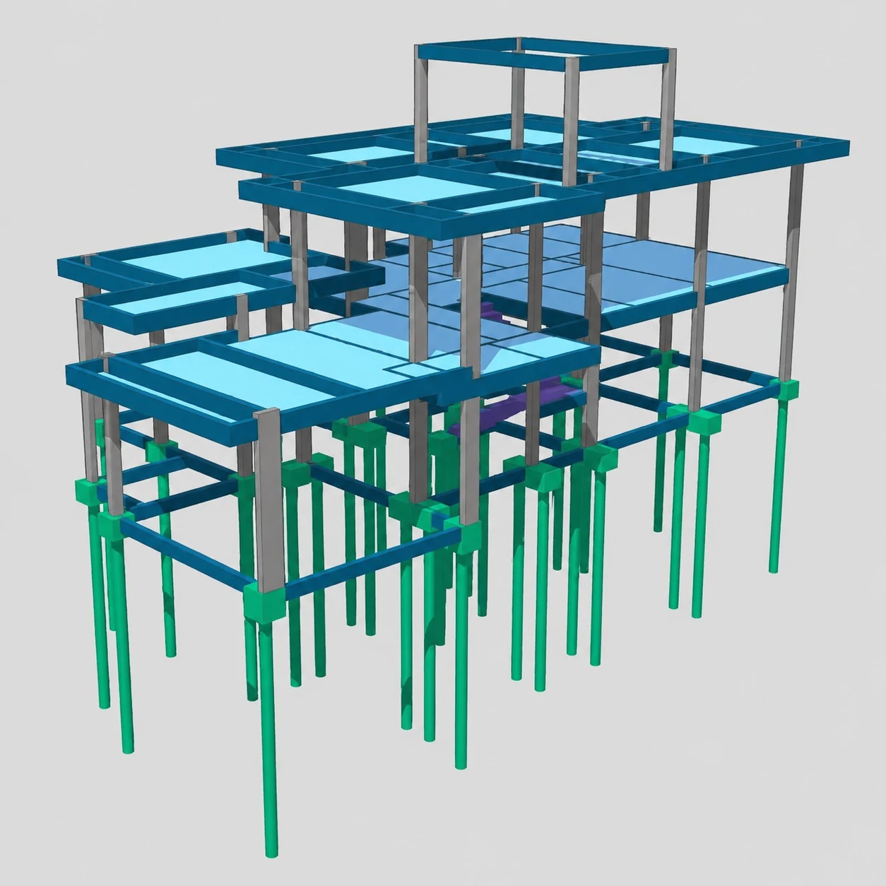 Modelo estrutural 3D em BIM — projeto residencial de 300 m² em Vitória, ES (2026)