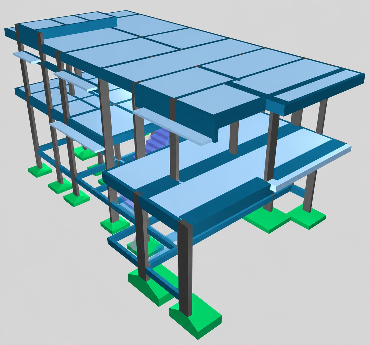 Projeto estrutural 3D em concreto protendido — Alphaville, CE (2026), 250 m²